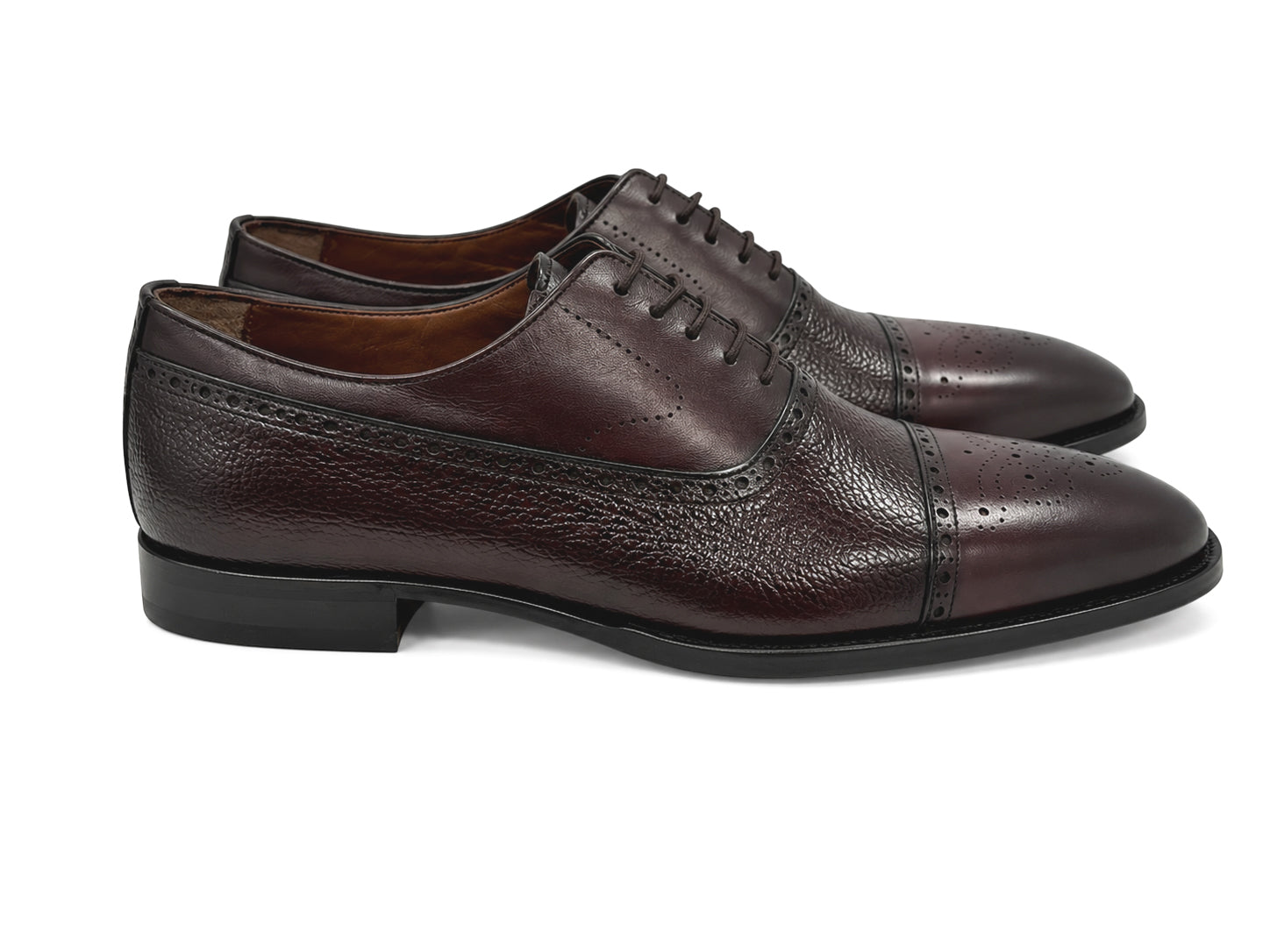 P0025 -2228 -Cap toe deer skin lace up- Burgundy