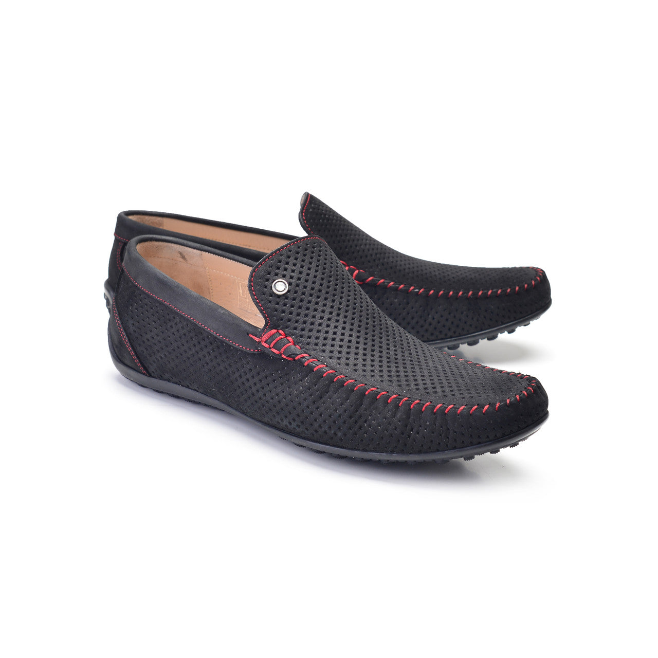 P00023-2301-perforated Driving shoe Black