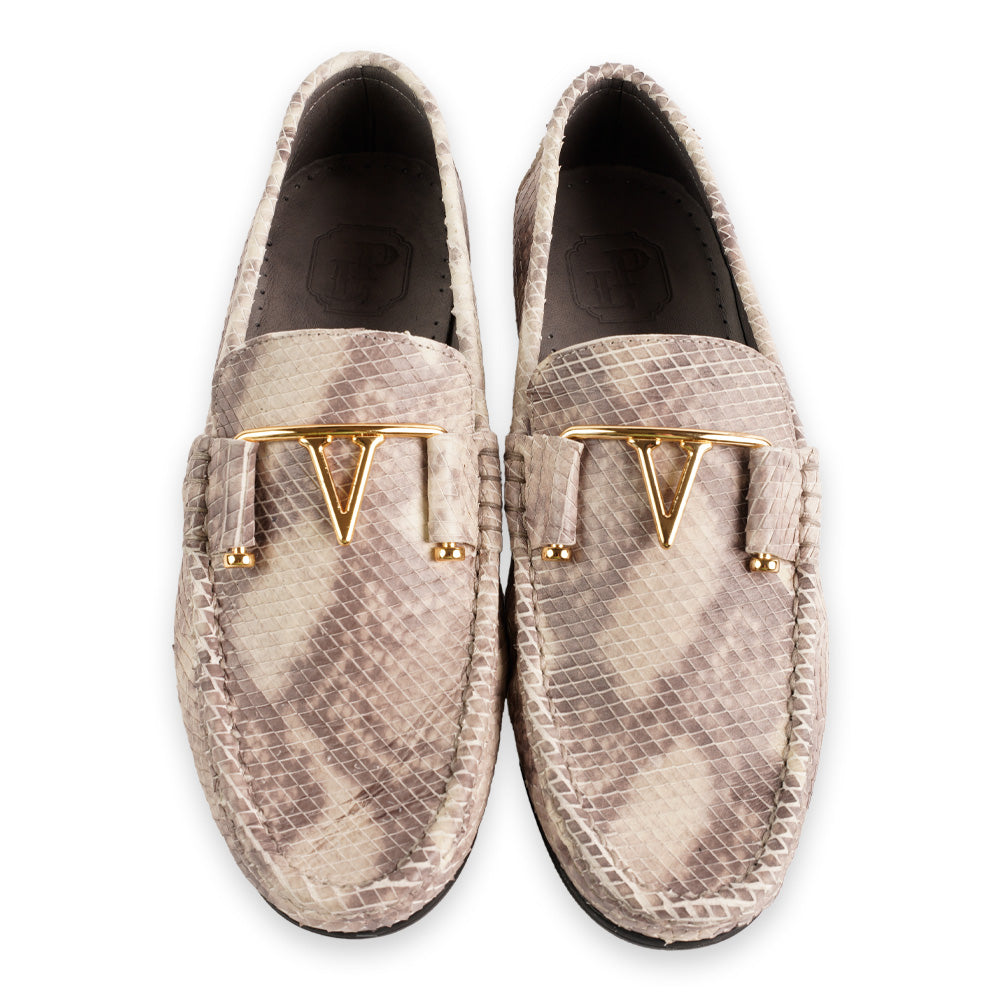 P000212 -3218 Python Print V buckle- Multi Beige