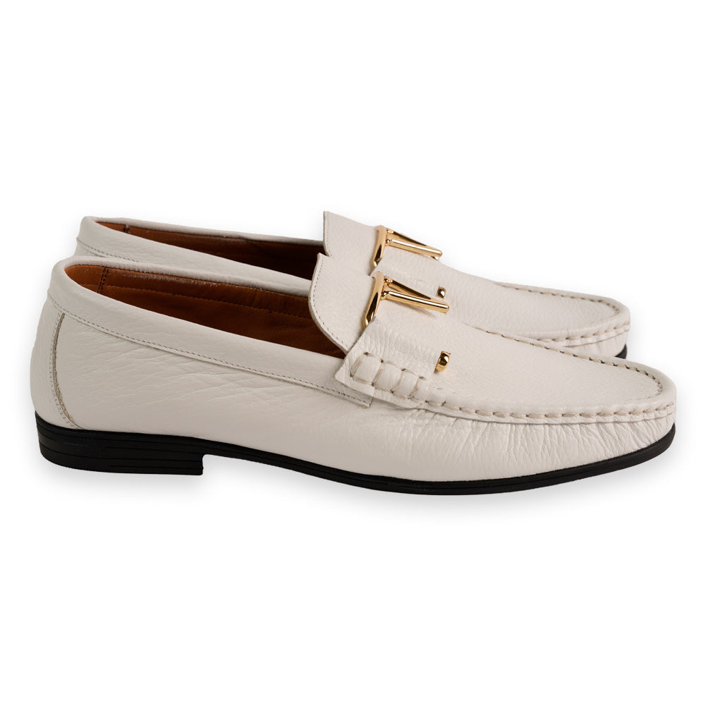 P0215-3218 Deer V buckle - White