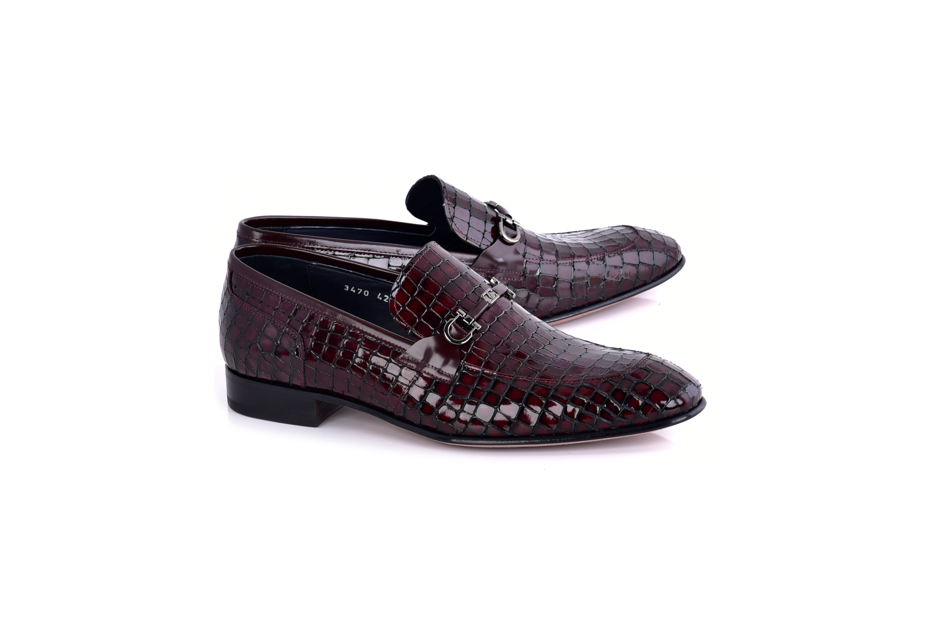 C01709-3470BC Croco Leather with Buckle-Burgundy