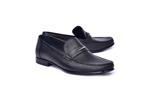 C0014059-3898 Hand-sewn deer skin Loafer Black