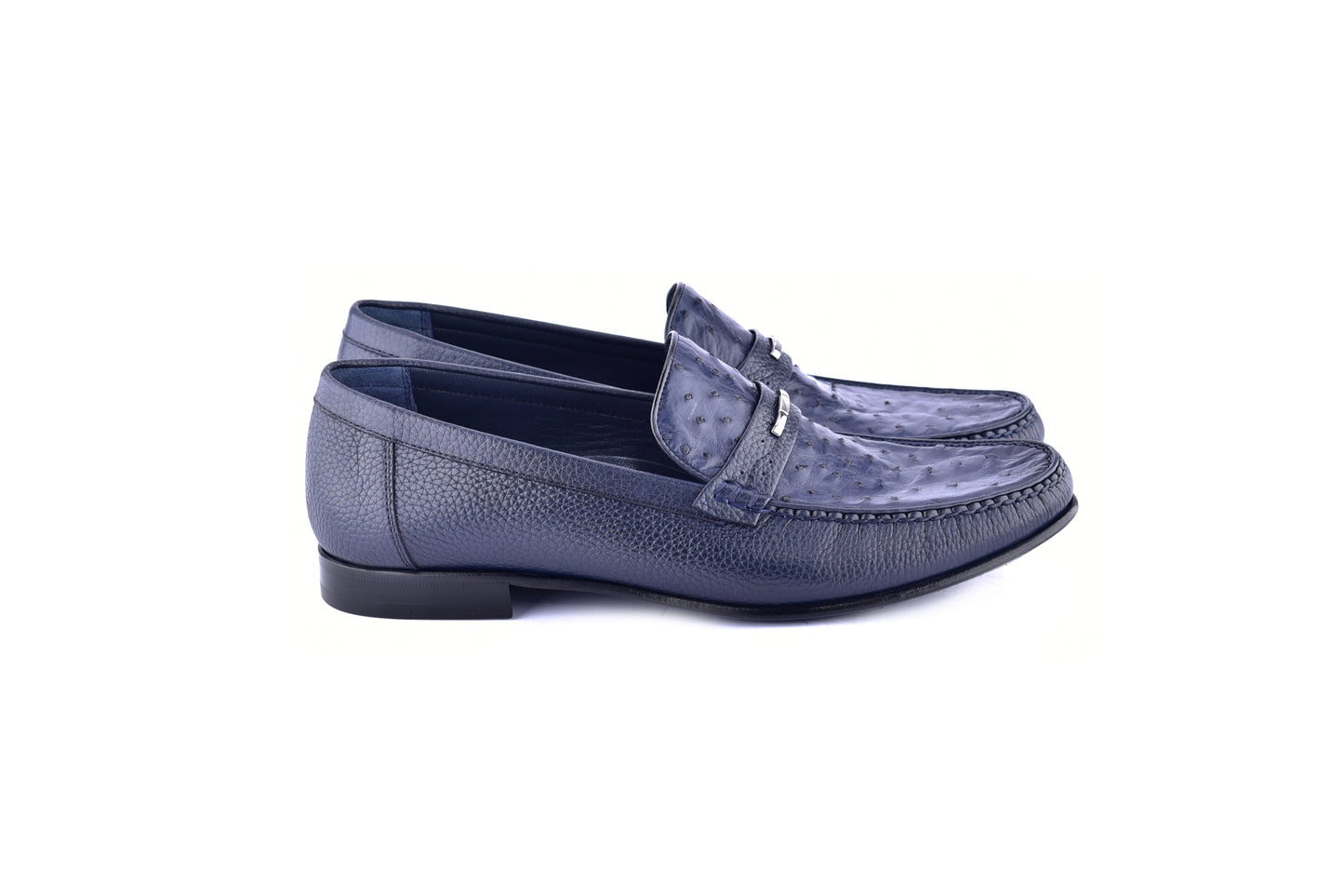 C0014052-3898Ost- Genuine Ostrich and deer skin- Navy