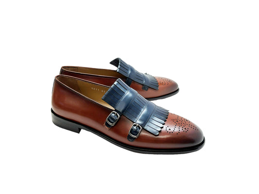 C0001901-5211 Kilt side buckle Loafer-Navy/Brown