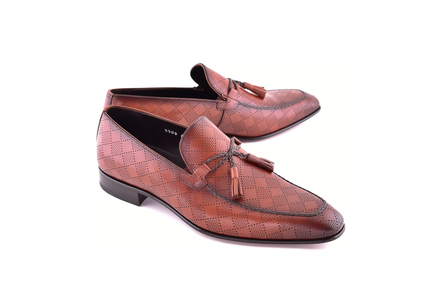 C0001108-5509 Tassel loafer with designed leather-Tan