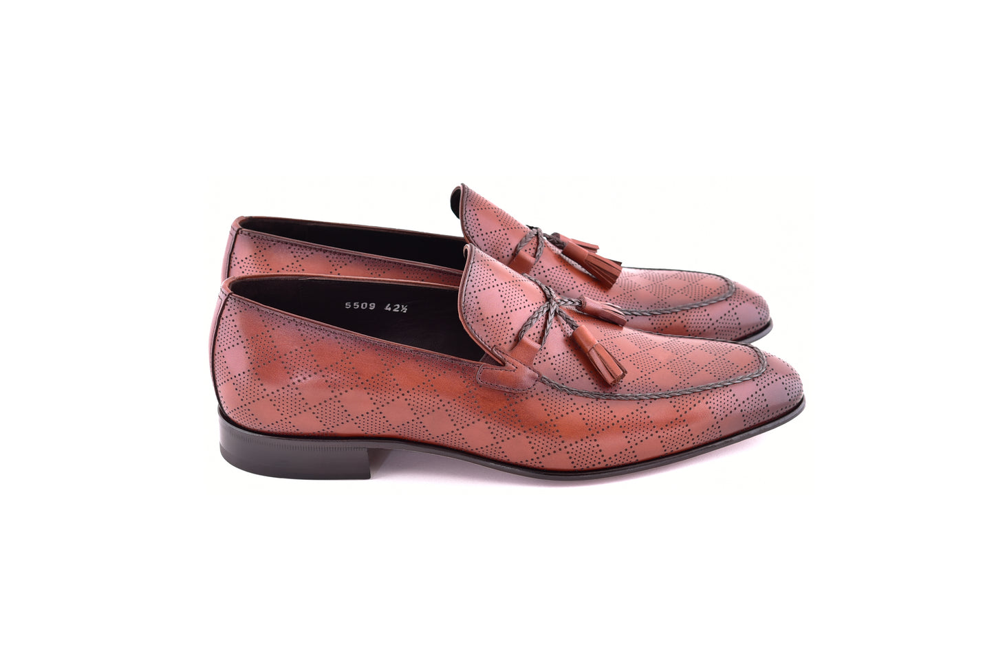 C0001108-5509 Tassel loafer with designed leather-Tan