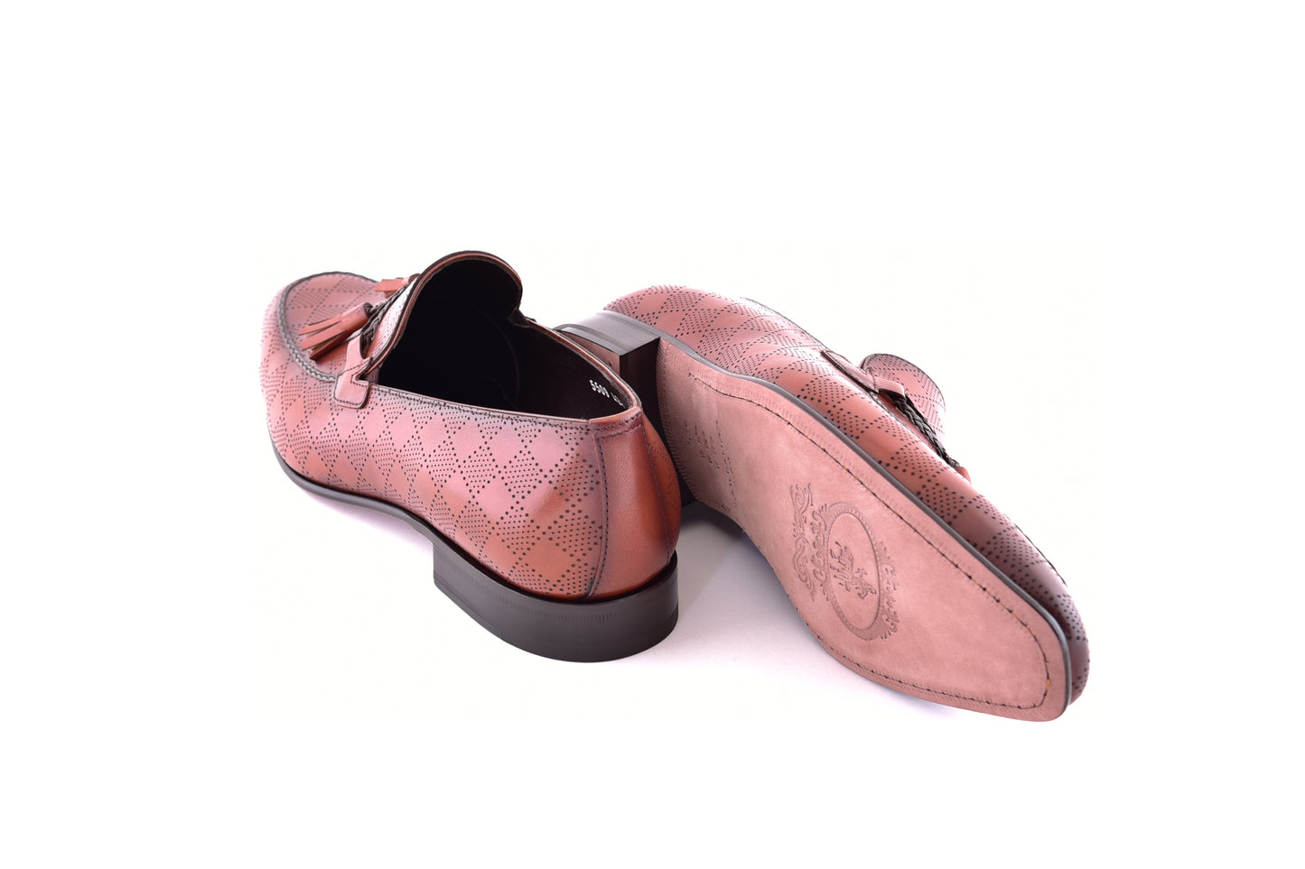 C0001108-5509 Tassel loafer with designed leather-Tan
