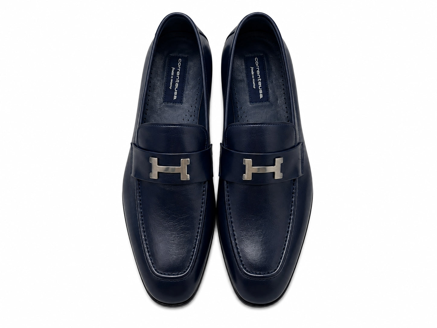C02009-5760 H Buckle Navy Calf Leather