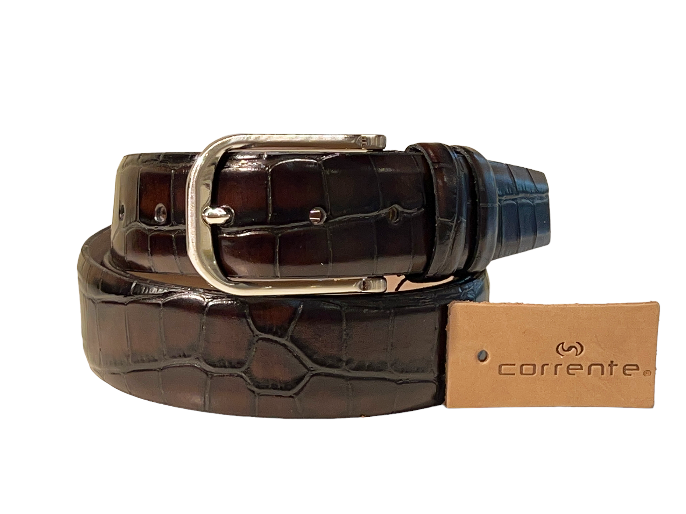 CBelt -5784 -Croco Print Belt-Brown