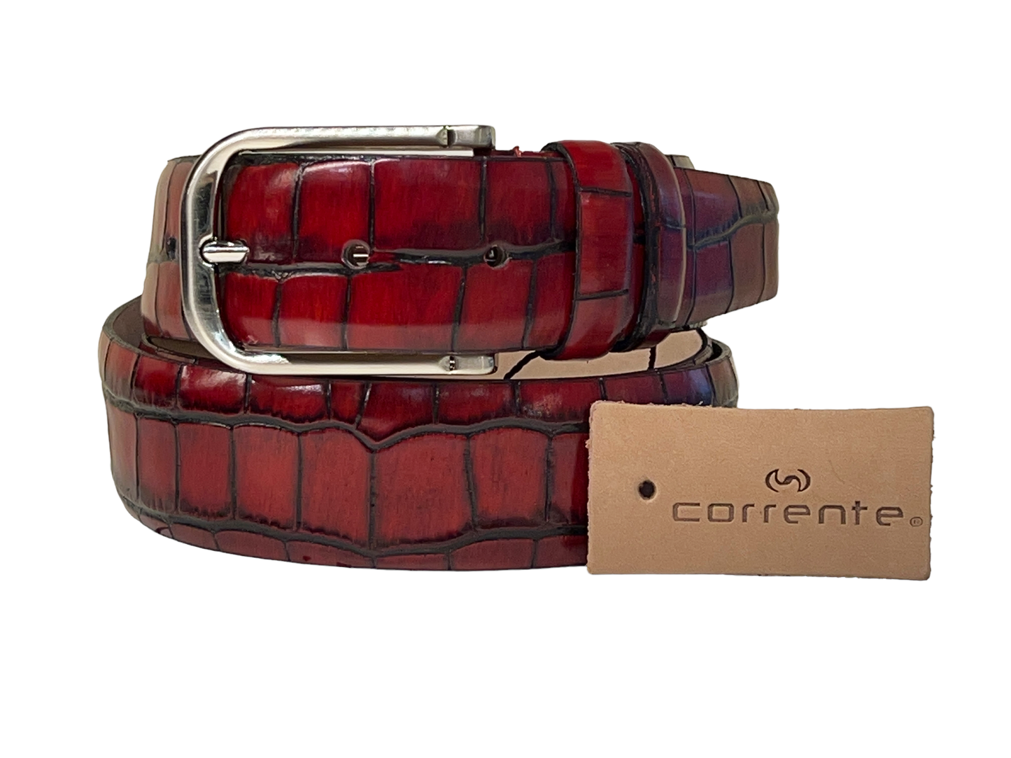 CBelt -5784 -Croco Print Belt-Red