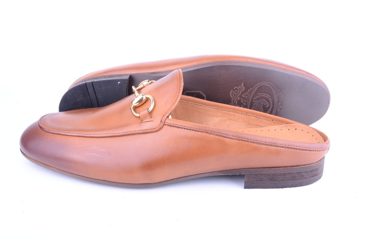 P00028- 6251 Open Back Buckle loafer- Tan