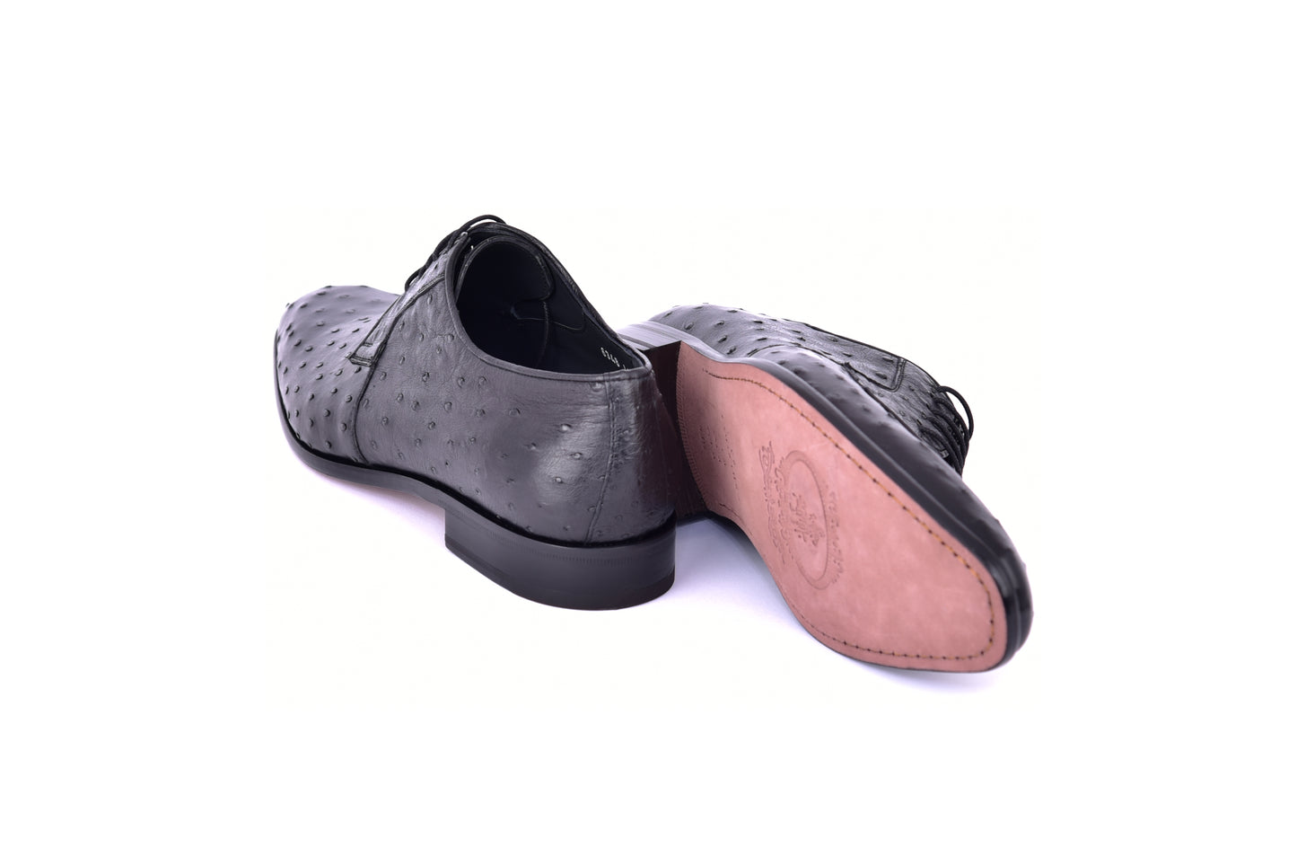 C01502-6348 Genuine Ostrich Black Lace up