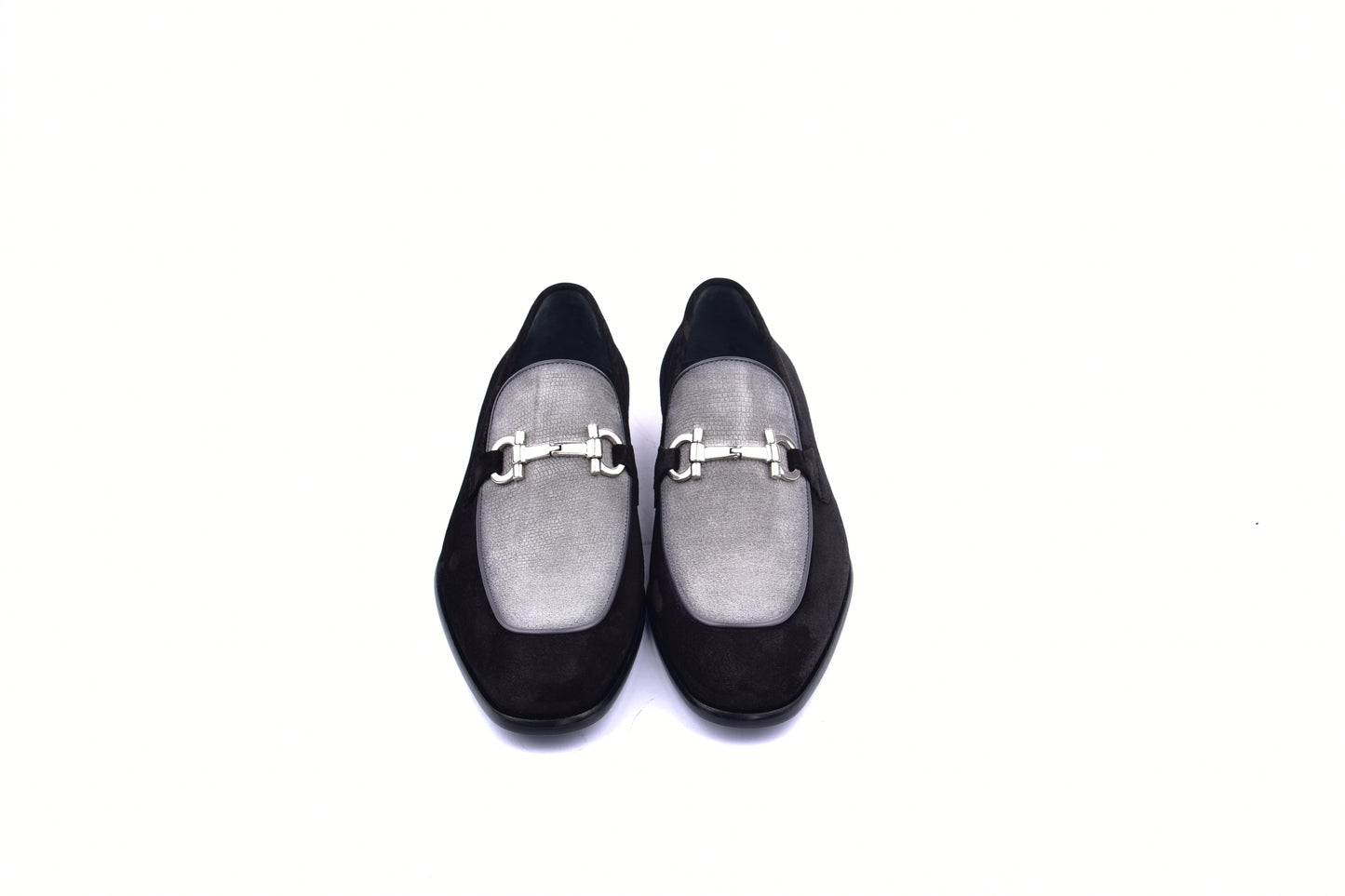 C11105-6376S Two Tone Suede Bit Loafer- Black-Grey