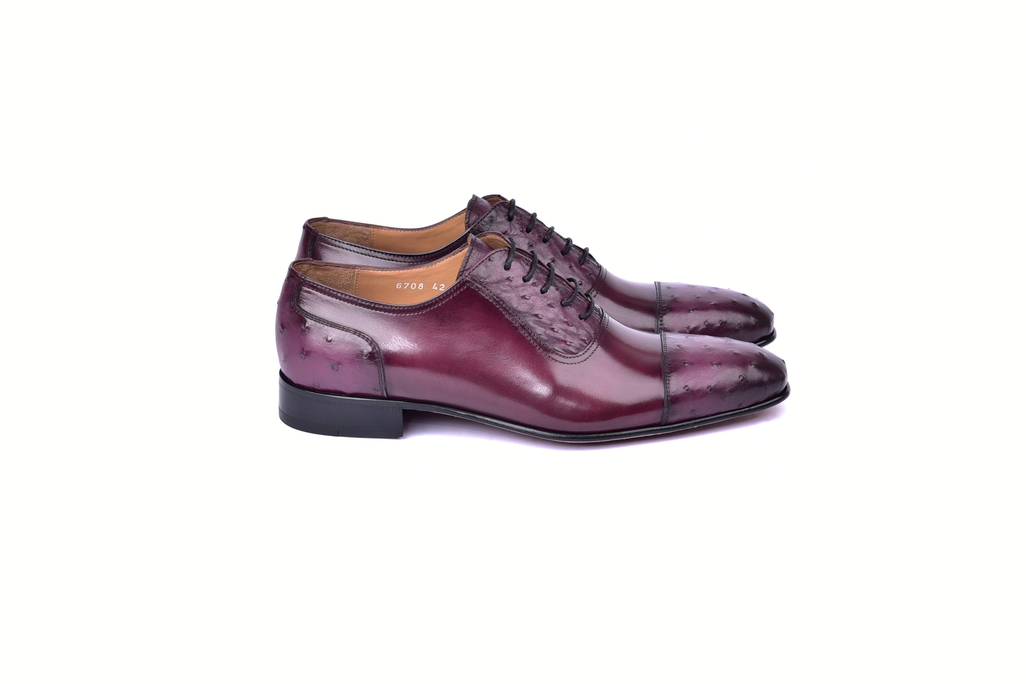 C00013-6708 Cap toe Ostrich-Burgundy