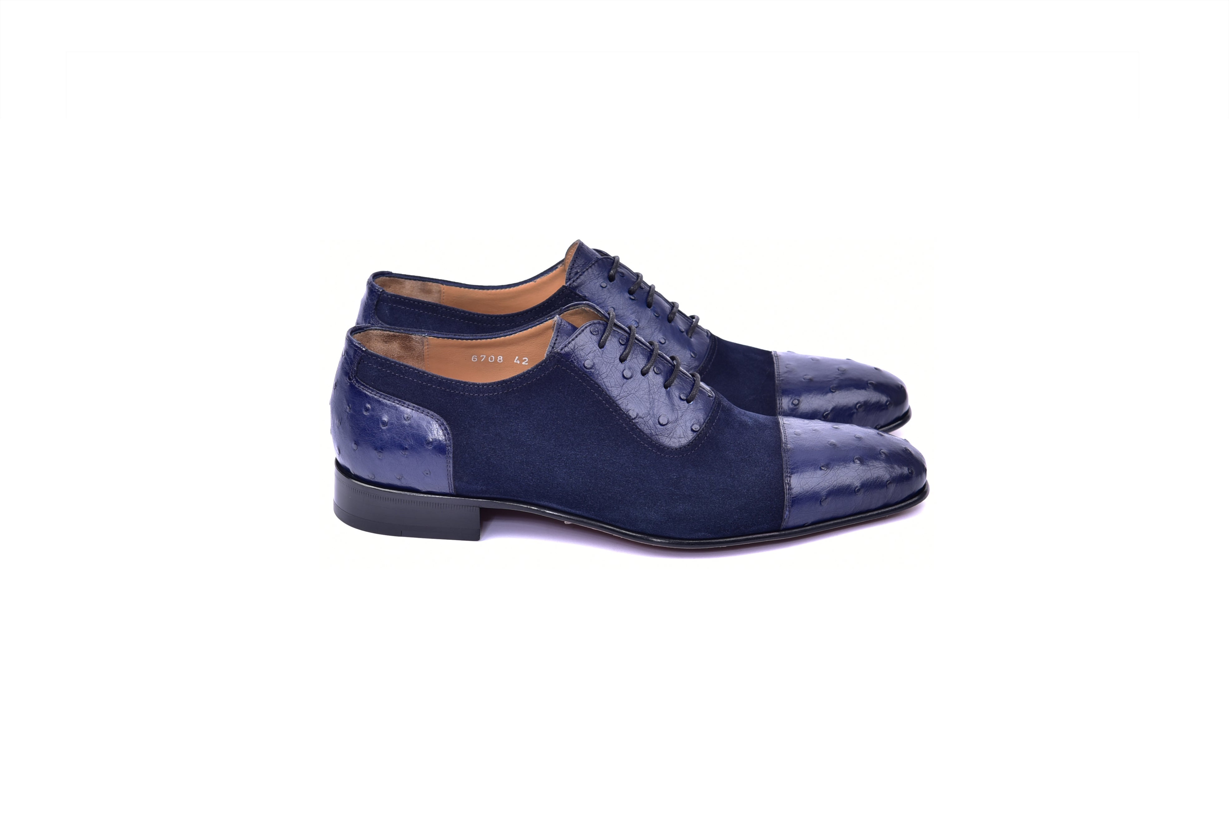 C0001303-6708 Cap toe Ostrich-Navy Suede