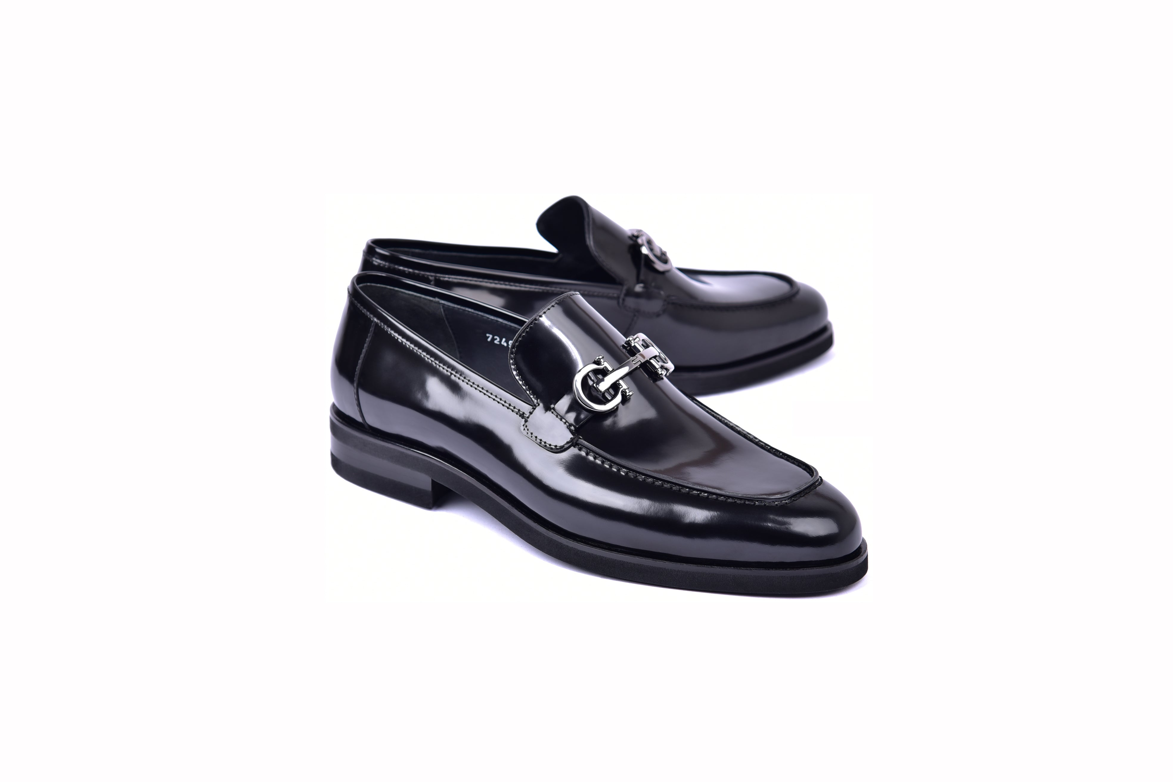 C0001204-7249 loafer with silver buckle-Black