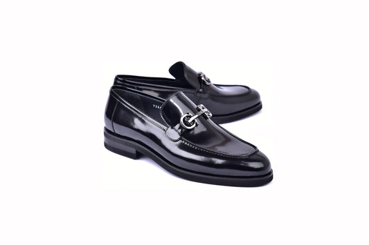 C0001204-7249 loafer with silver buckle-Black