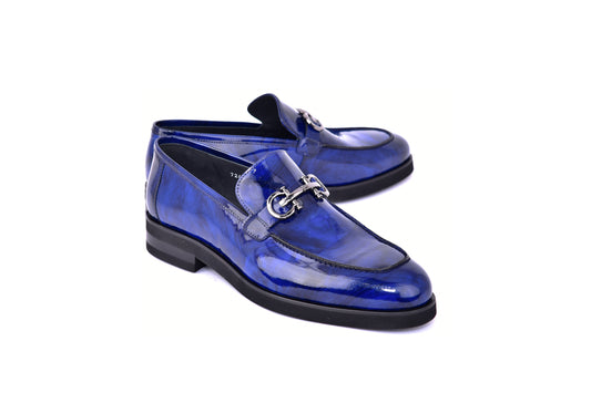 C0001207-7249 loafer with silver buckle-Marble Blue