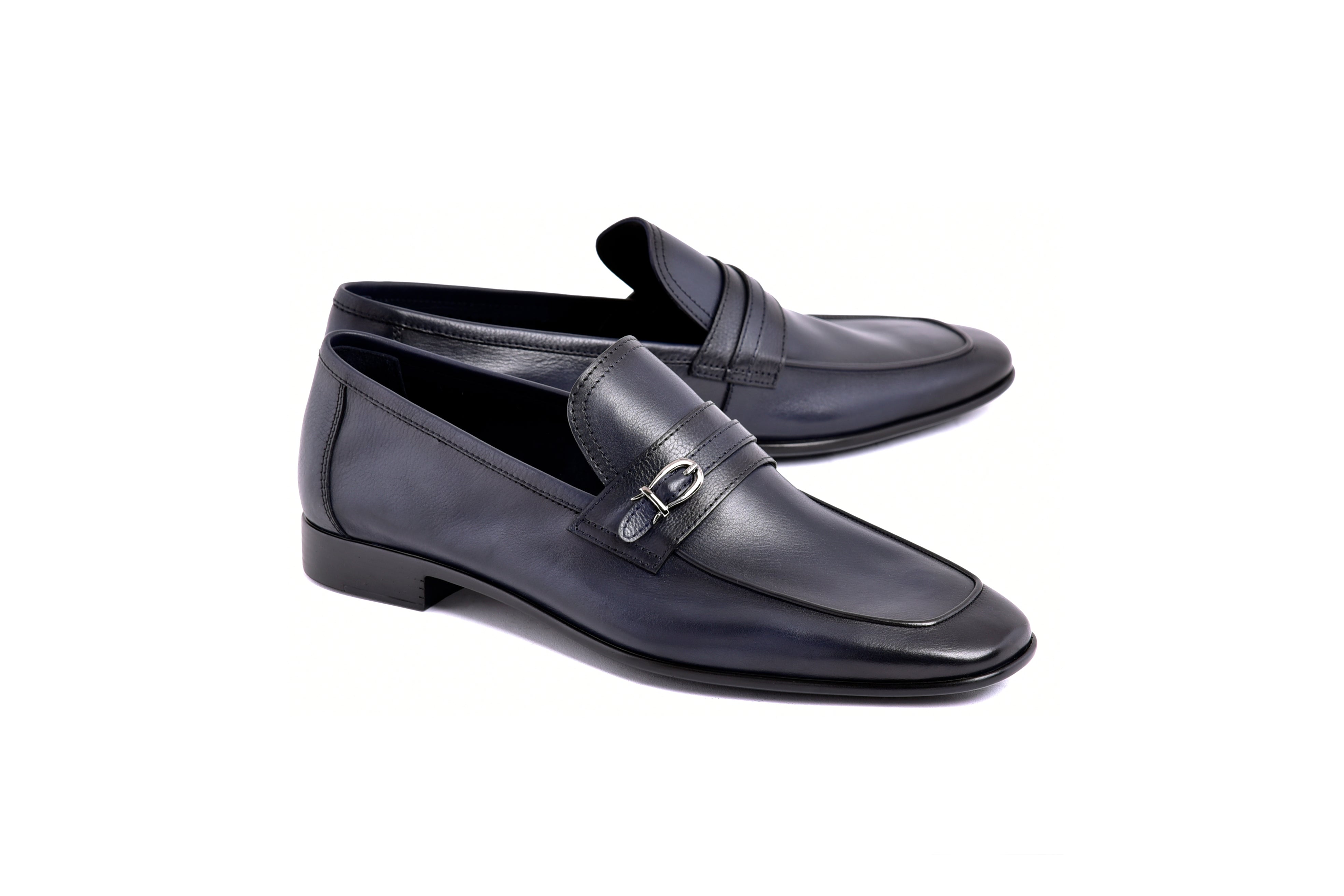 C0001116-7256 Side buckle loafer- Navy