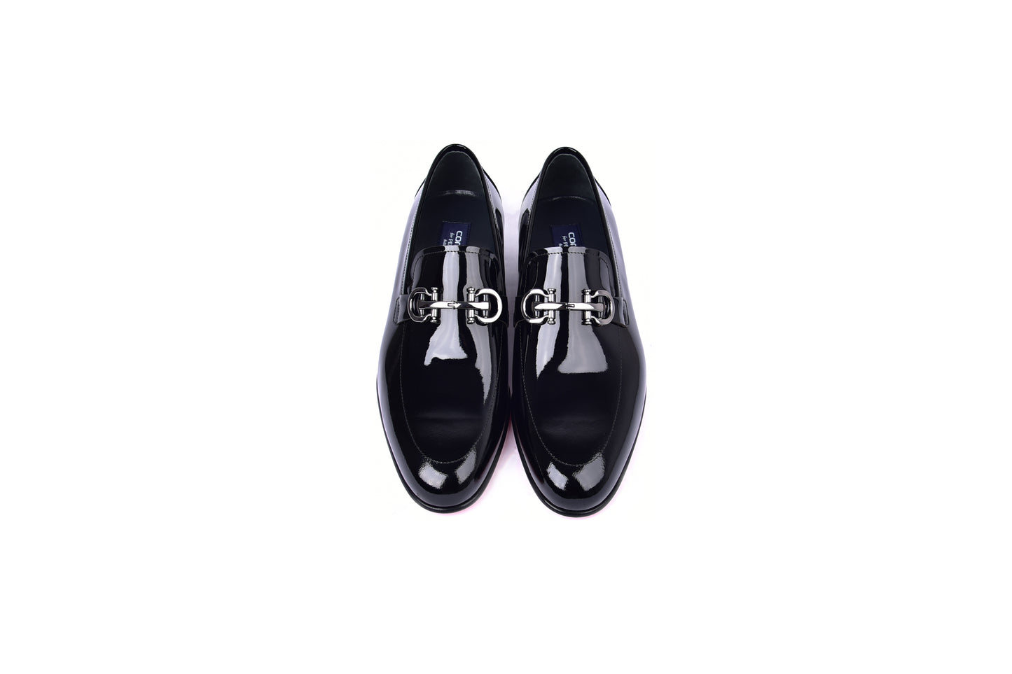 C00012-7260 Formal loafer with silver buckle-Black Patent