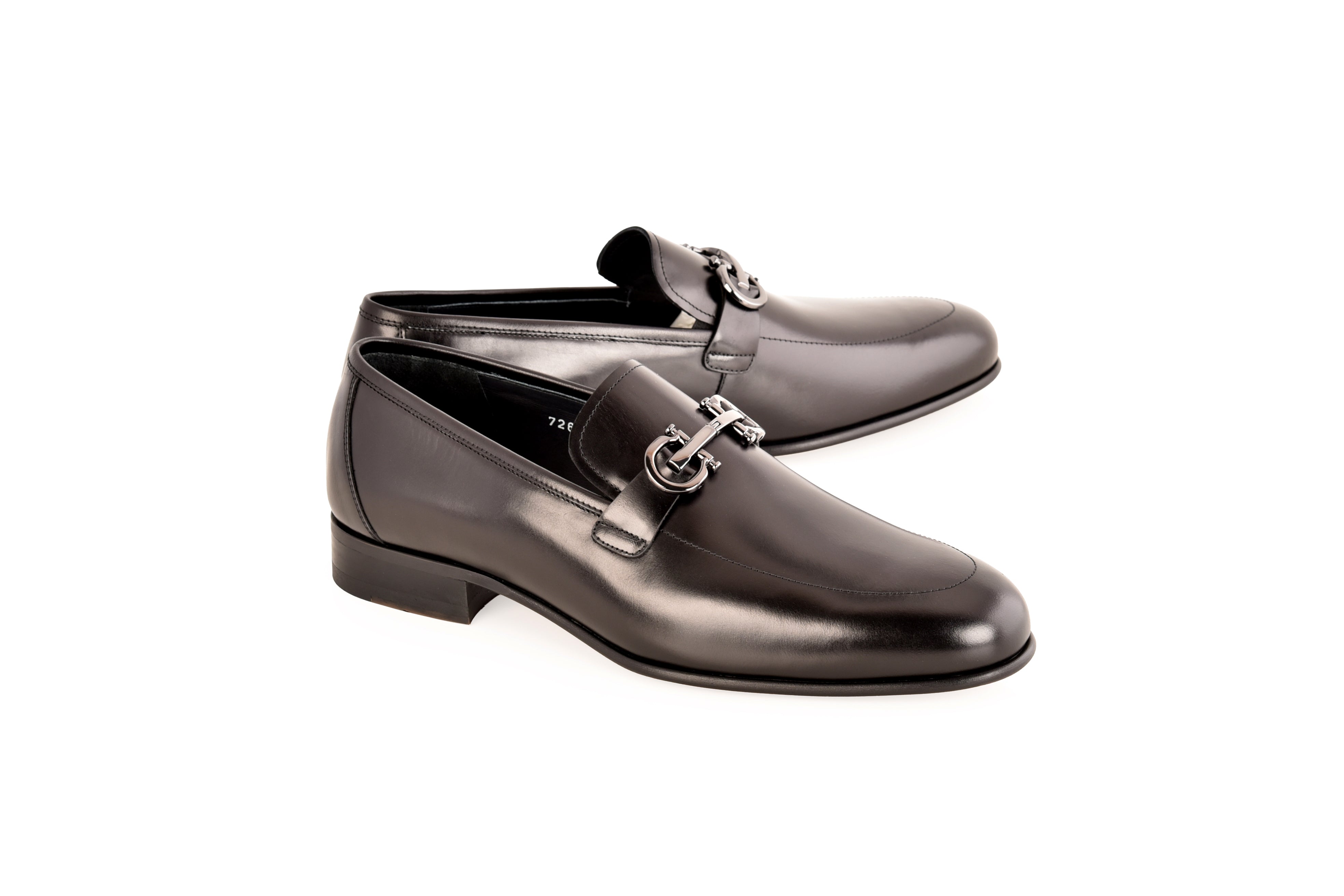 C0121-7260 loafer with silver buckle-Black