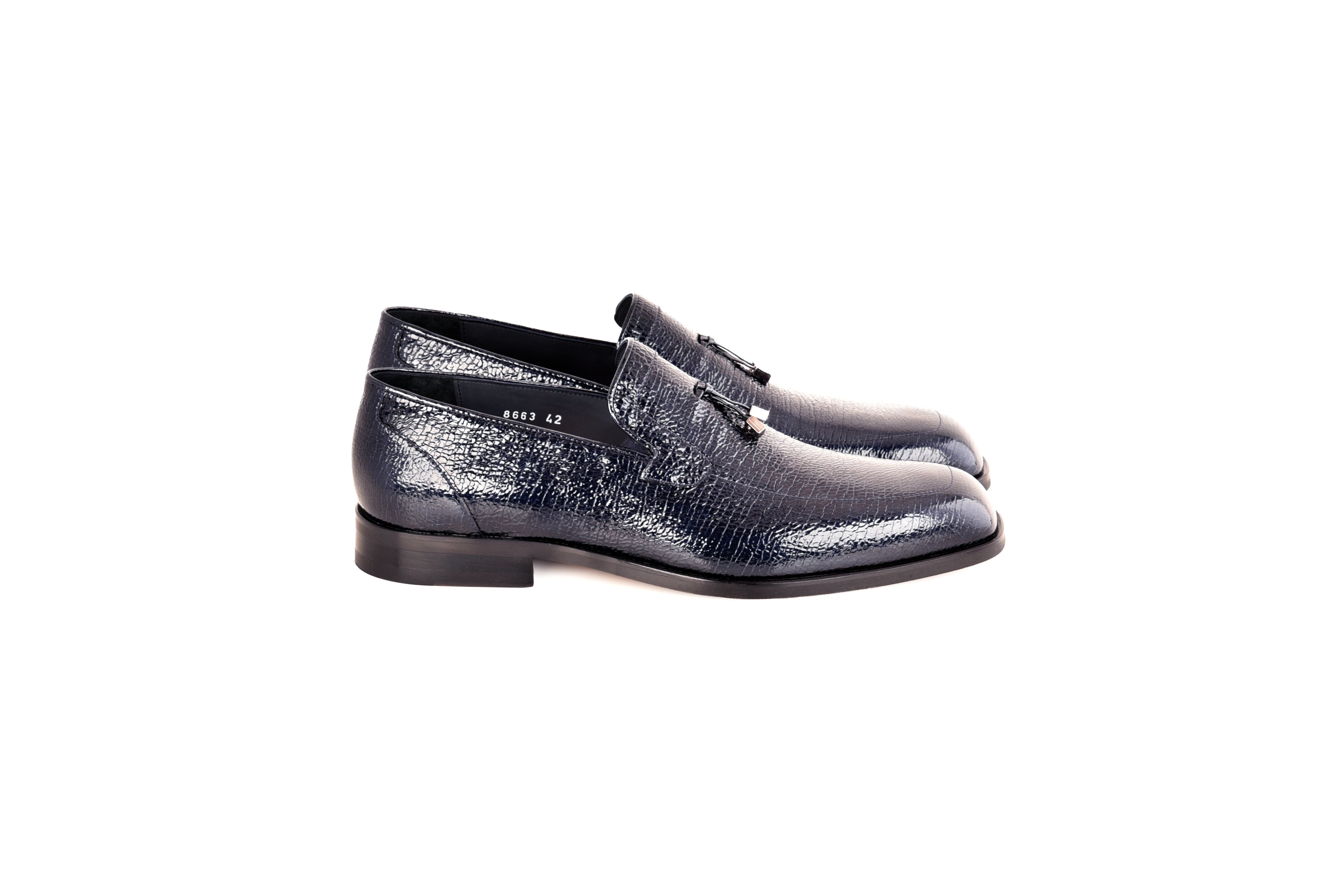 C0107- 8663 Vita Leather Tassel Loafer- Navy