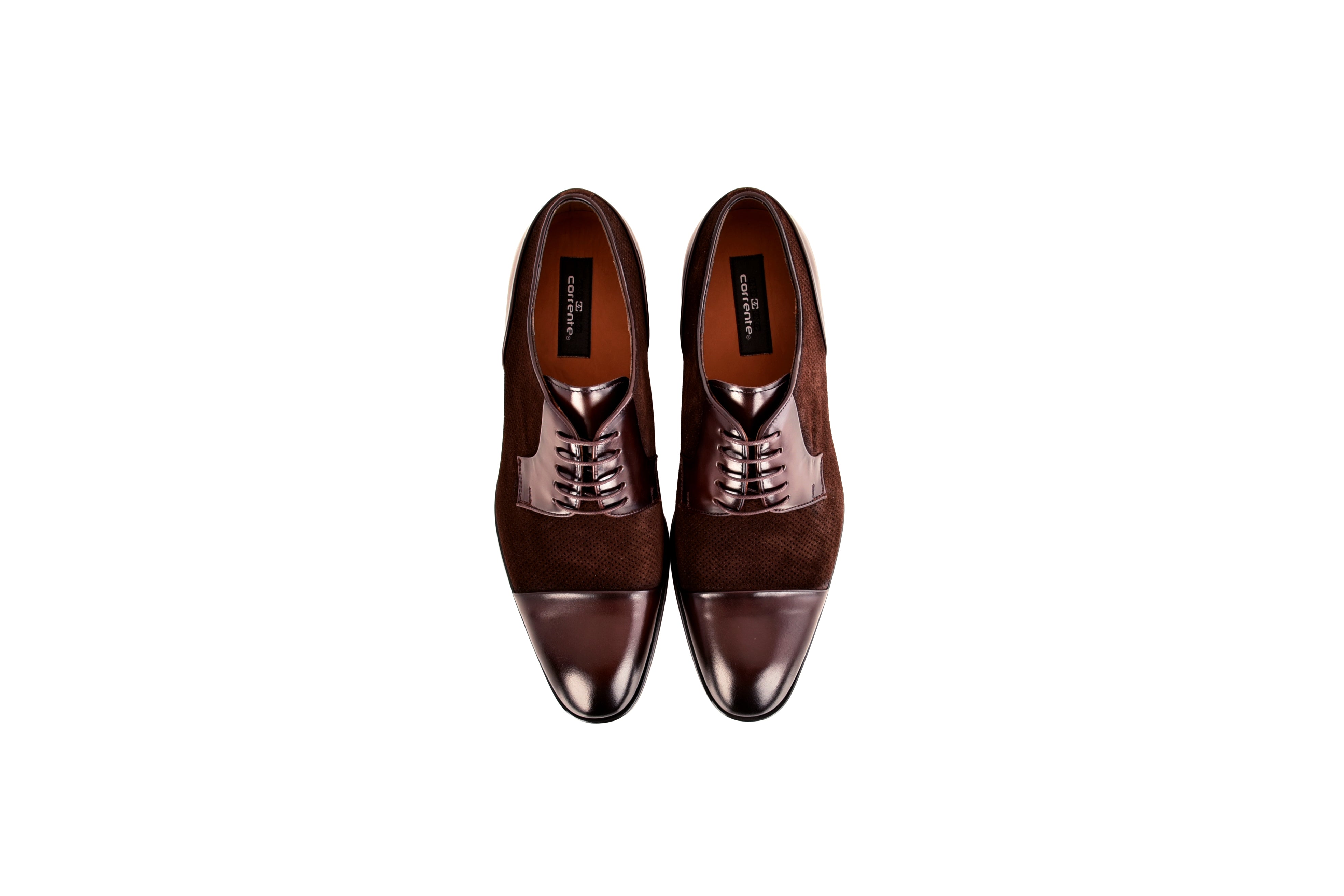 C0110- 8665 Lux leather and suede Cap toe- Dark brown