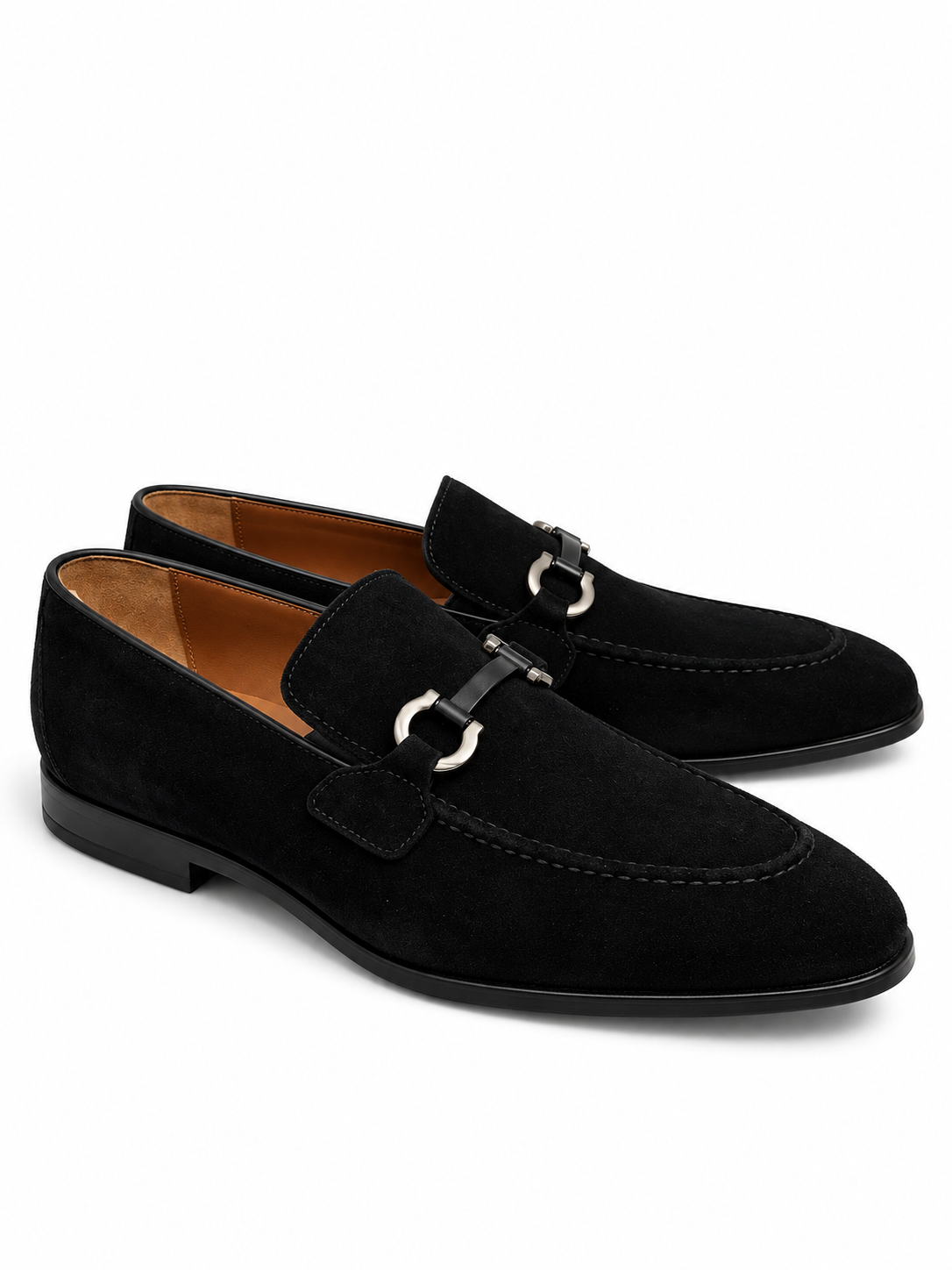 P0010 -Doral Buckle Loafer- Black Suede