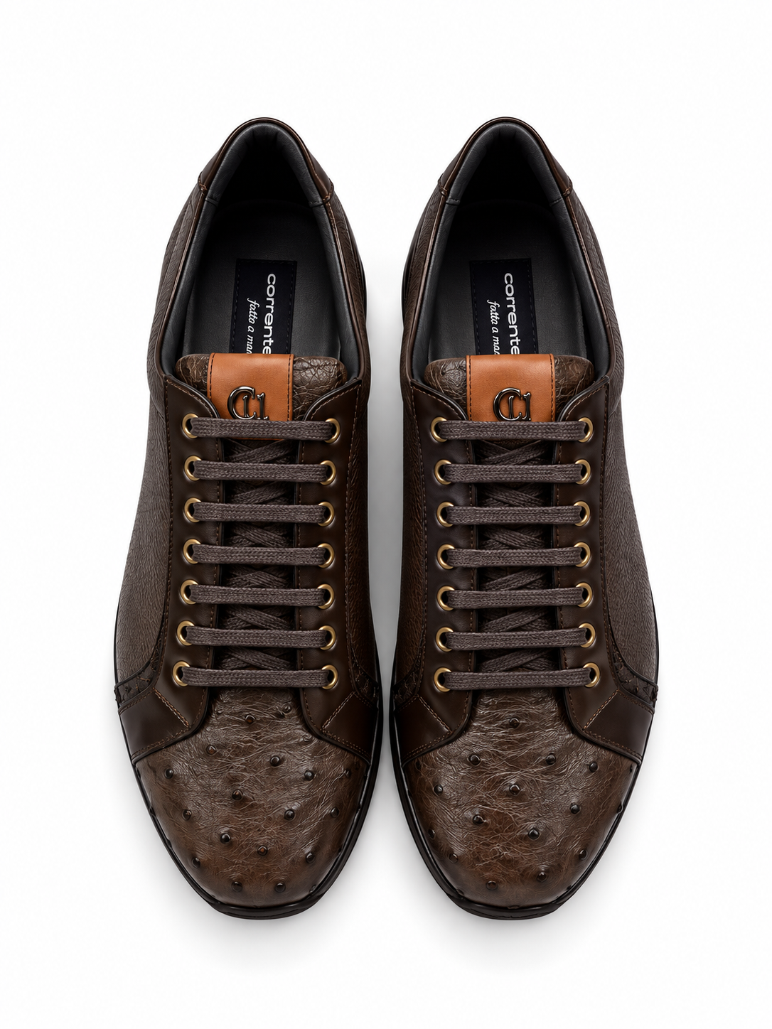 C0013043-5581 Genuine Ostrich Fashion Sneaker- Brown