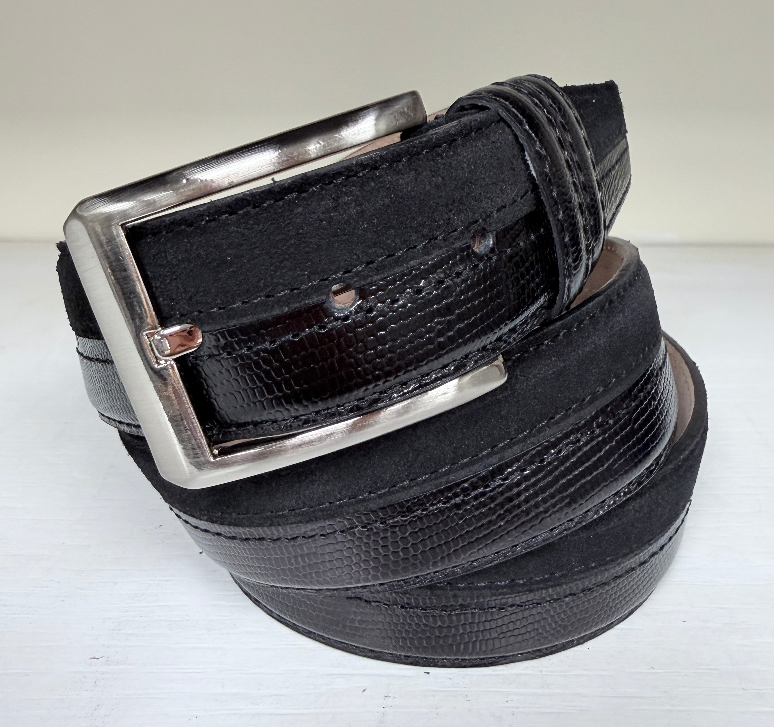 CBelt-Lizard + Suede - Black