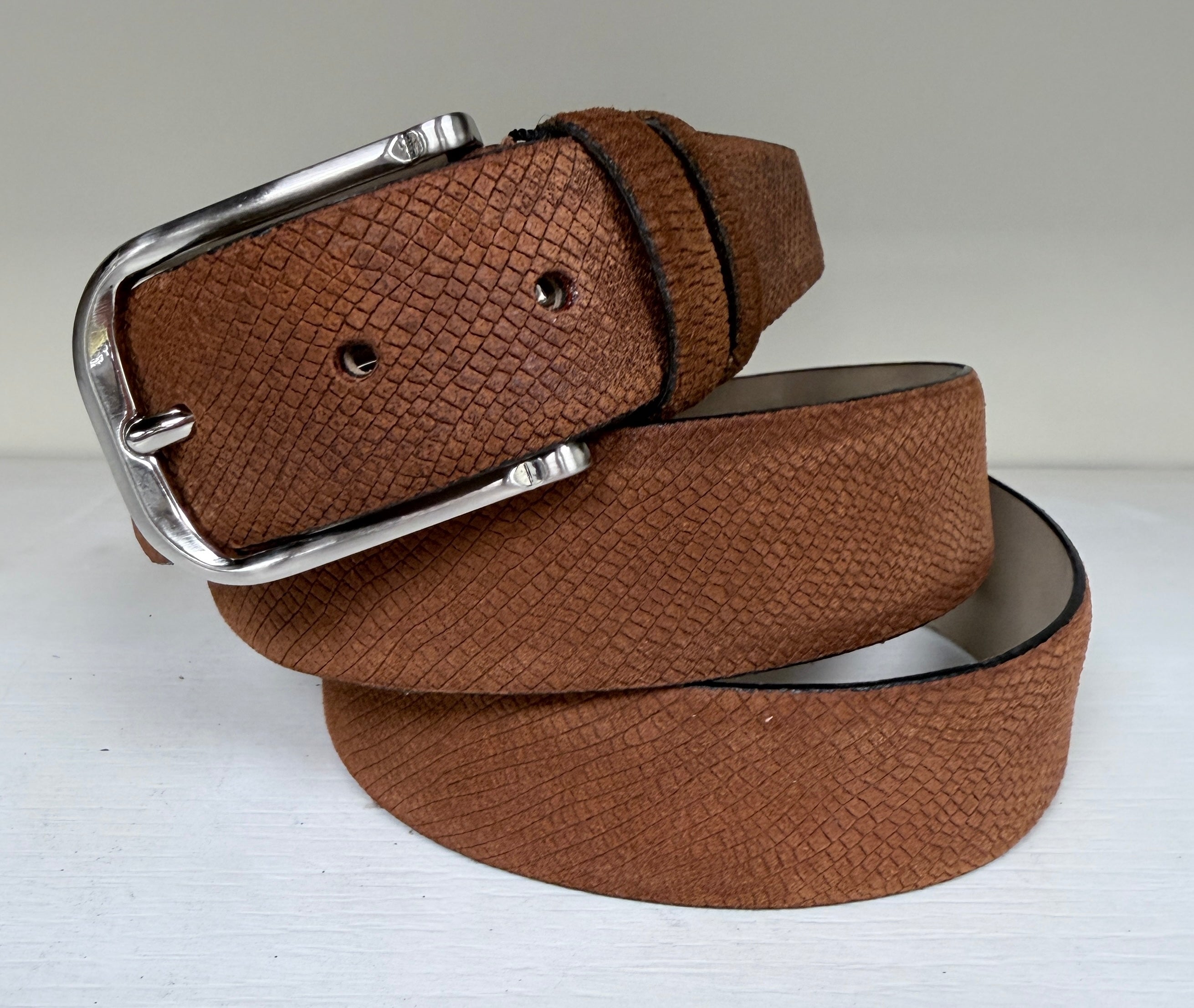 CBelt-Suede Lizard Belt - Tan