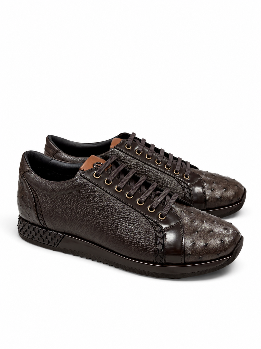 C0013043-5581 Genuine Ostrich Fashion Sneaker- Brown