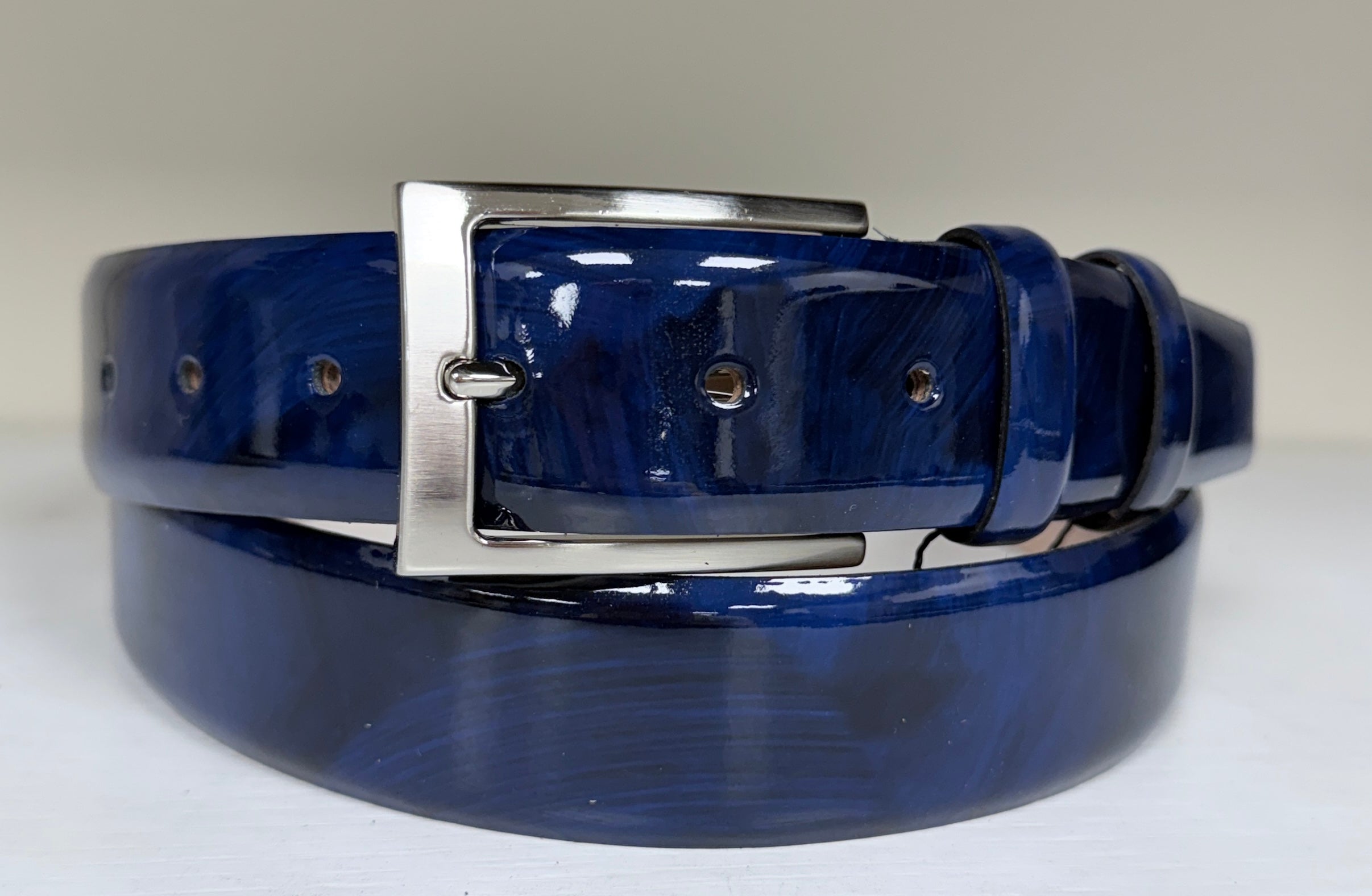 CBelt-7249 Belt Marble leather-Blue