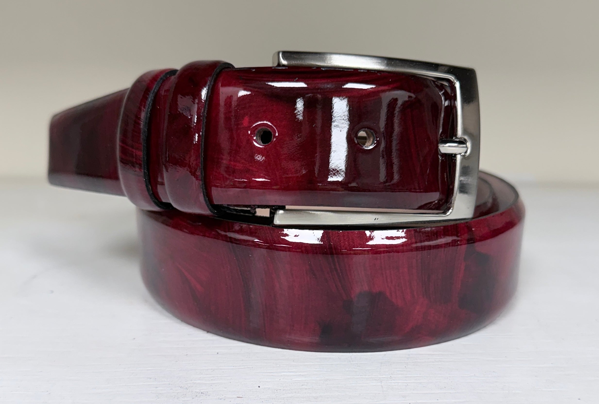 CBelt-7249 Belt Marble leather-Ruby