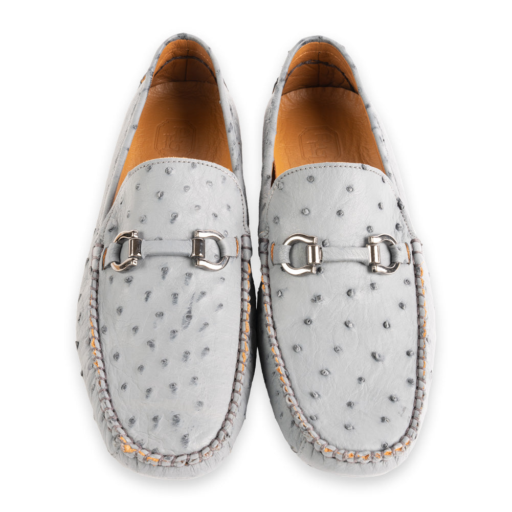 P000126 Palm Beach Genuine Ostrich Driver- Grey