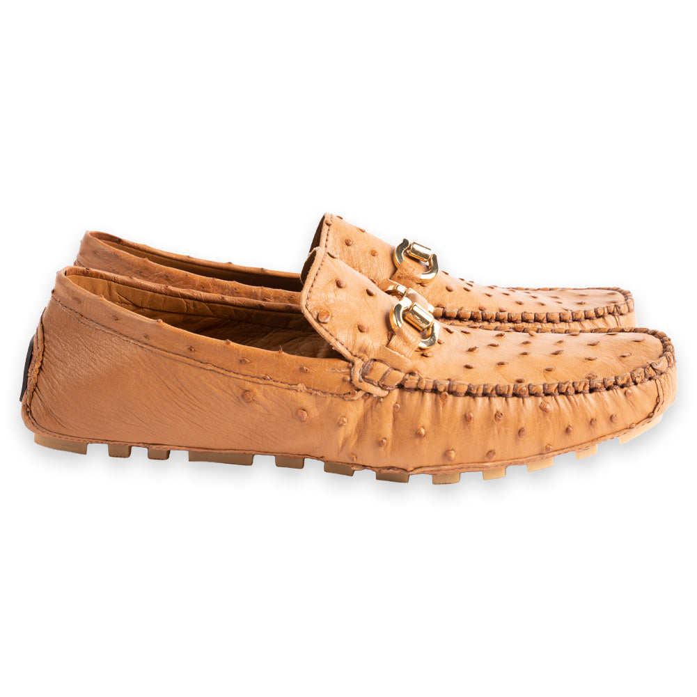 P01407 Palm Beach Genuine Ostrich Driver- Light Tan