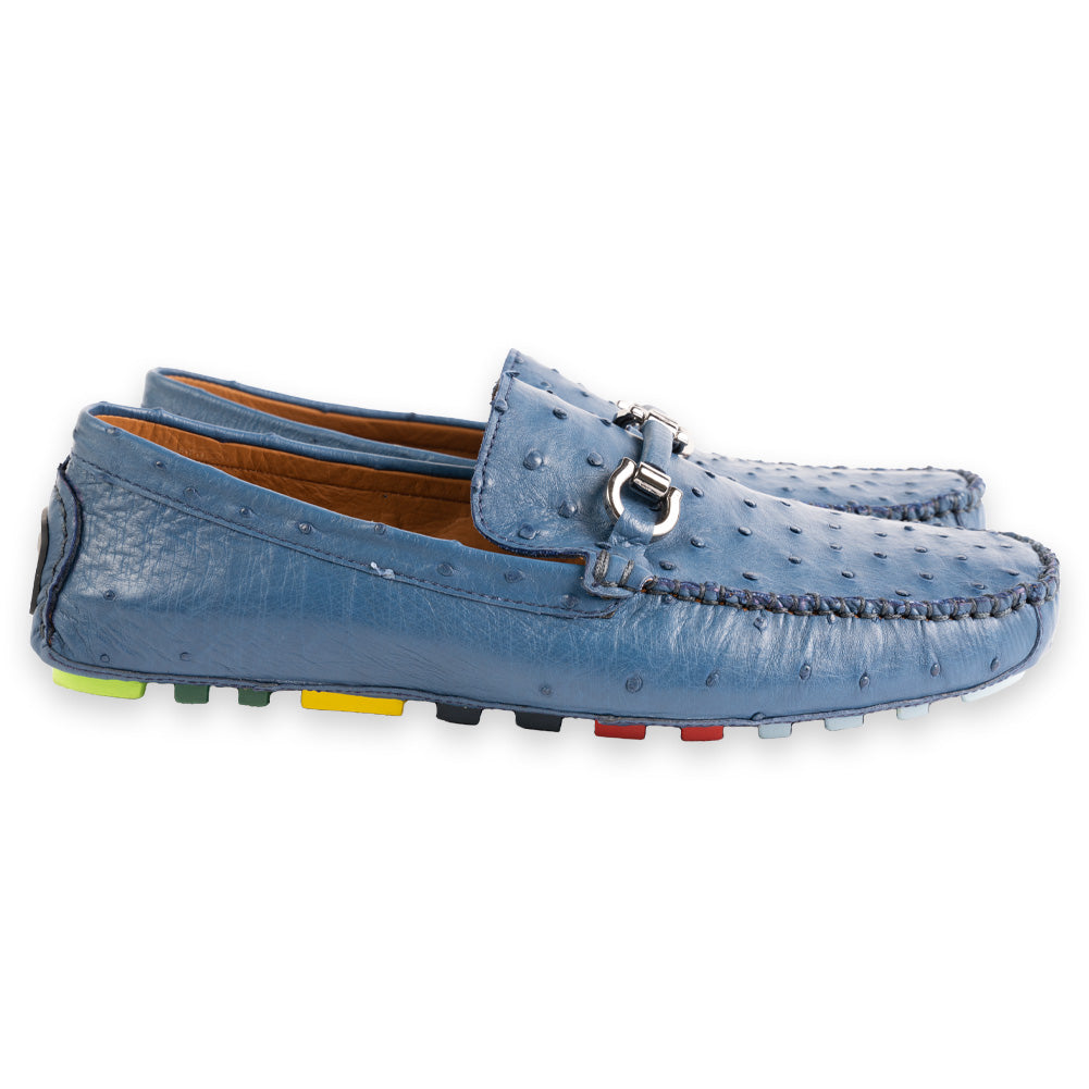 P01409 Palm Beach Genuine Ostrich Driver- Ocean Blue