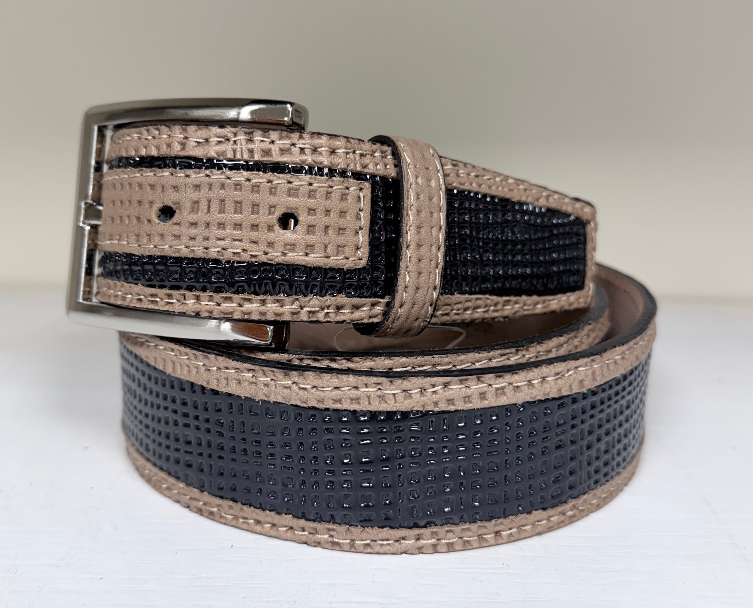 CBelt-Spectator Perf - Black + Taupe
