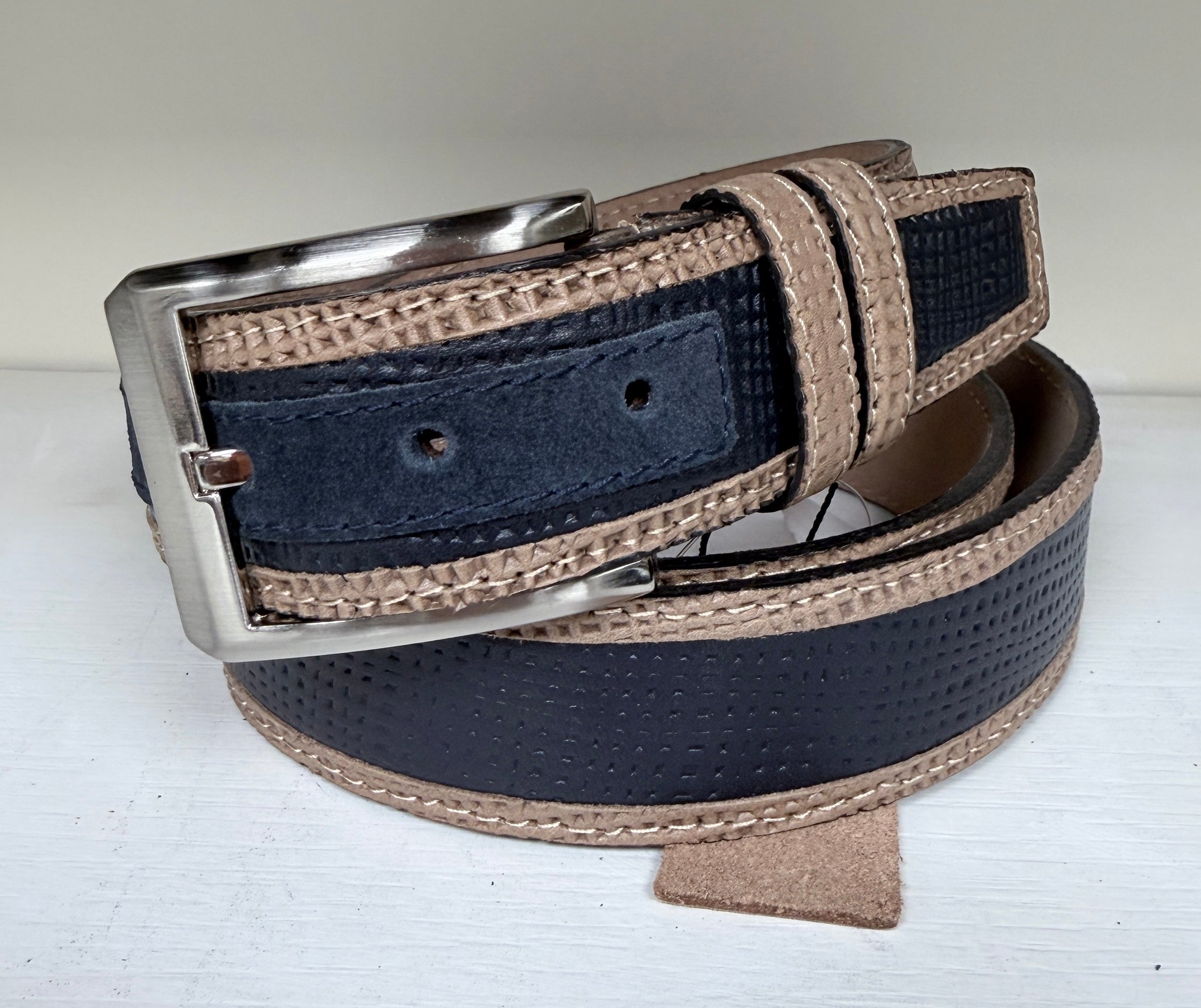 CBelt-Spectator Perf - Navy + Taupe