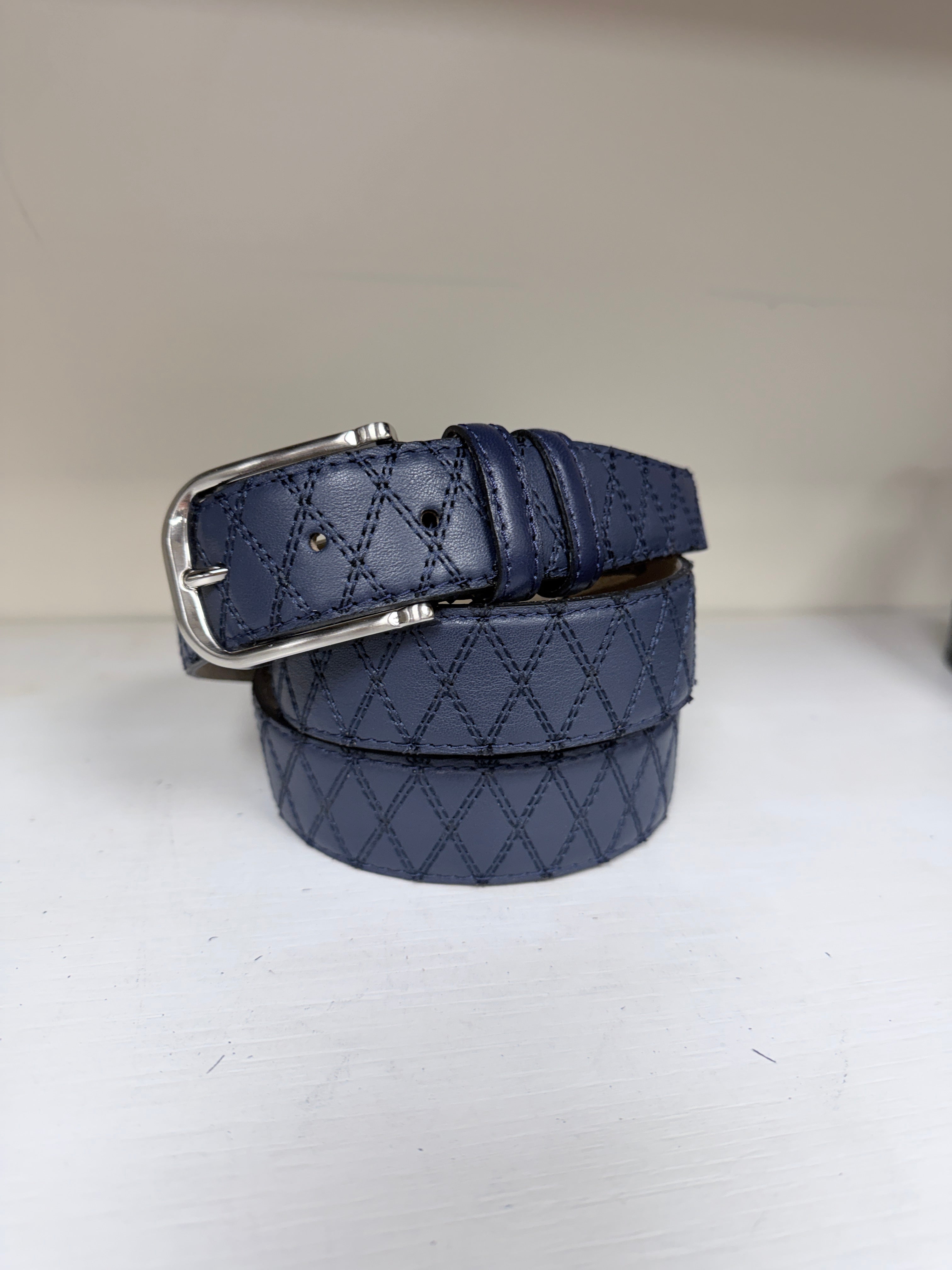 CBelt-Stitched35 Belt -Navy Blue