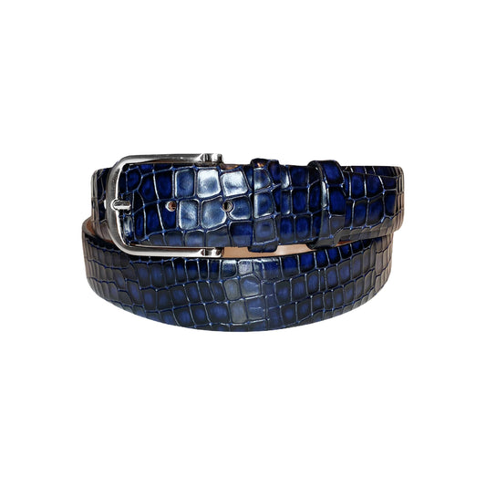 CBelt -5796 Croco Leather Belt - Navy