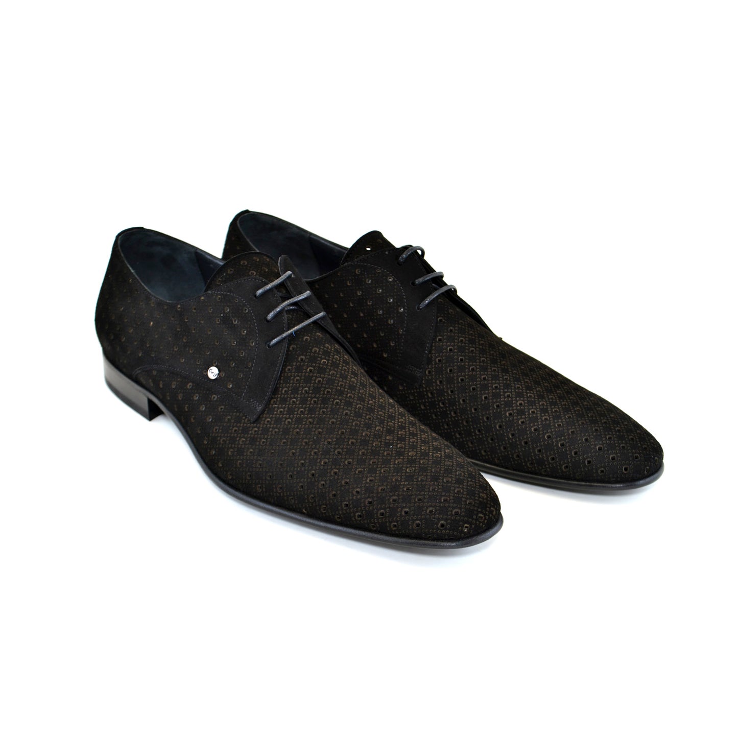 C147-2414 Nubak Black Perforated Lace Up