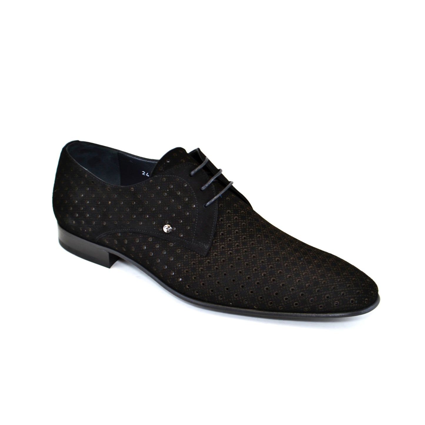 C147-2414 Nubak Black Perforated Lace Up