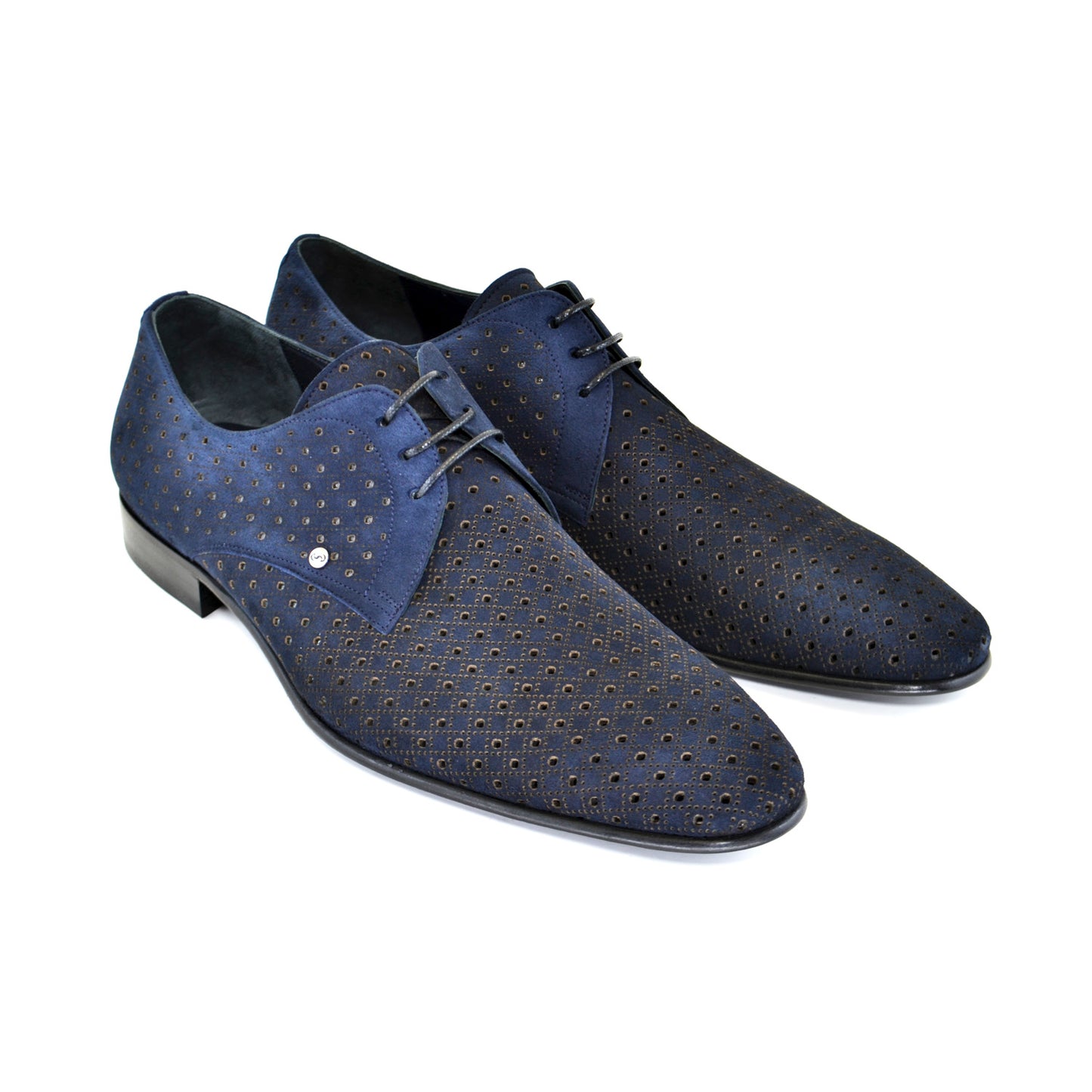 C148-2414 Navy Nubak Perforated Lace Up