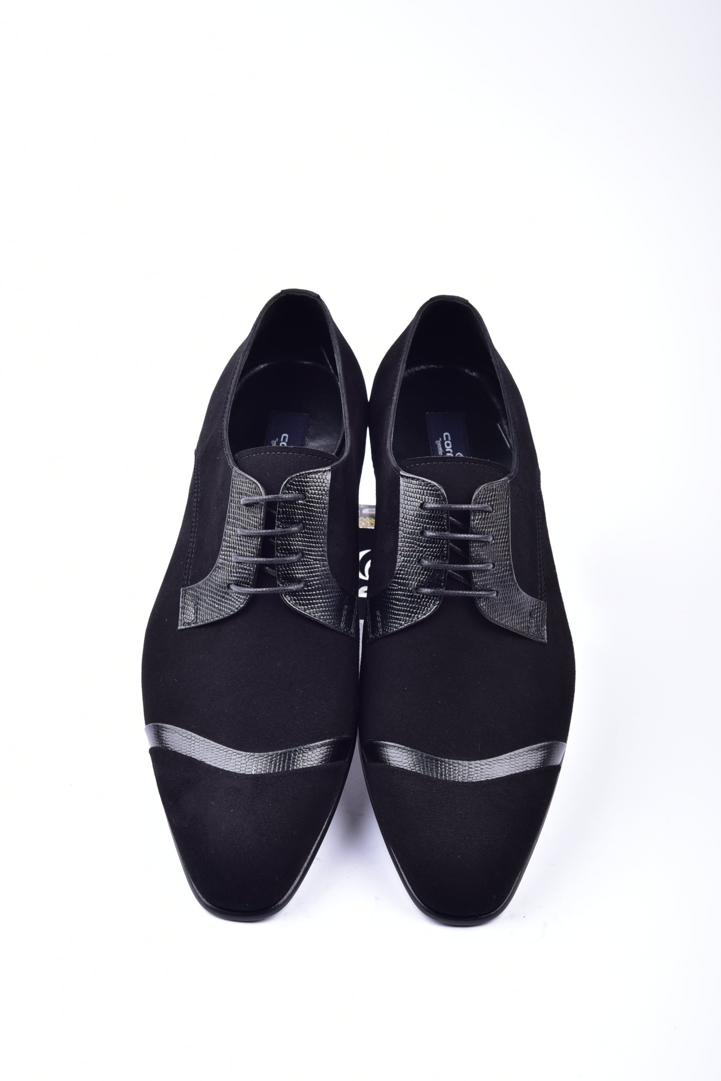 C001403-2432 Cap toe Suede and lizard- Black