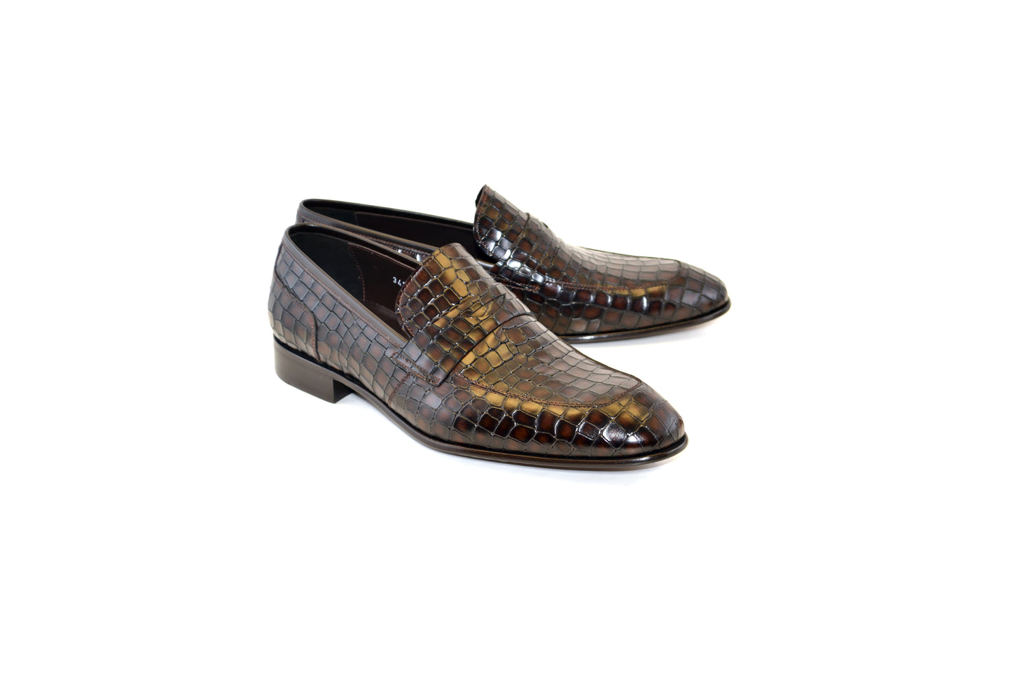 C01701-3470C Croco Leather loafer Mat Brown