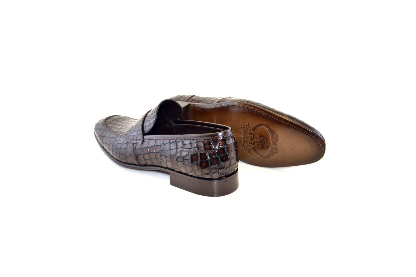C01701-3470C Croco Leather loafer Mat Brown