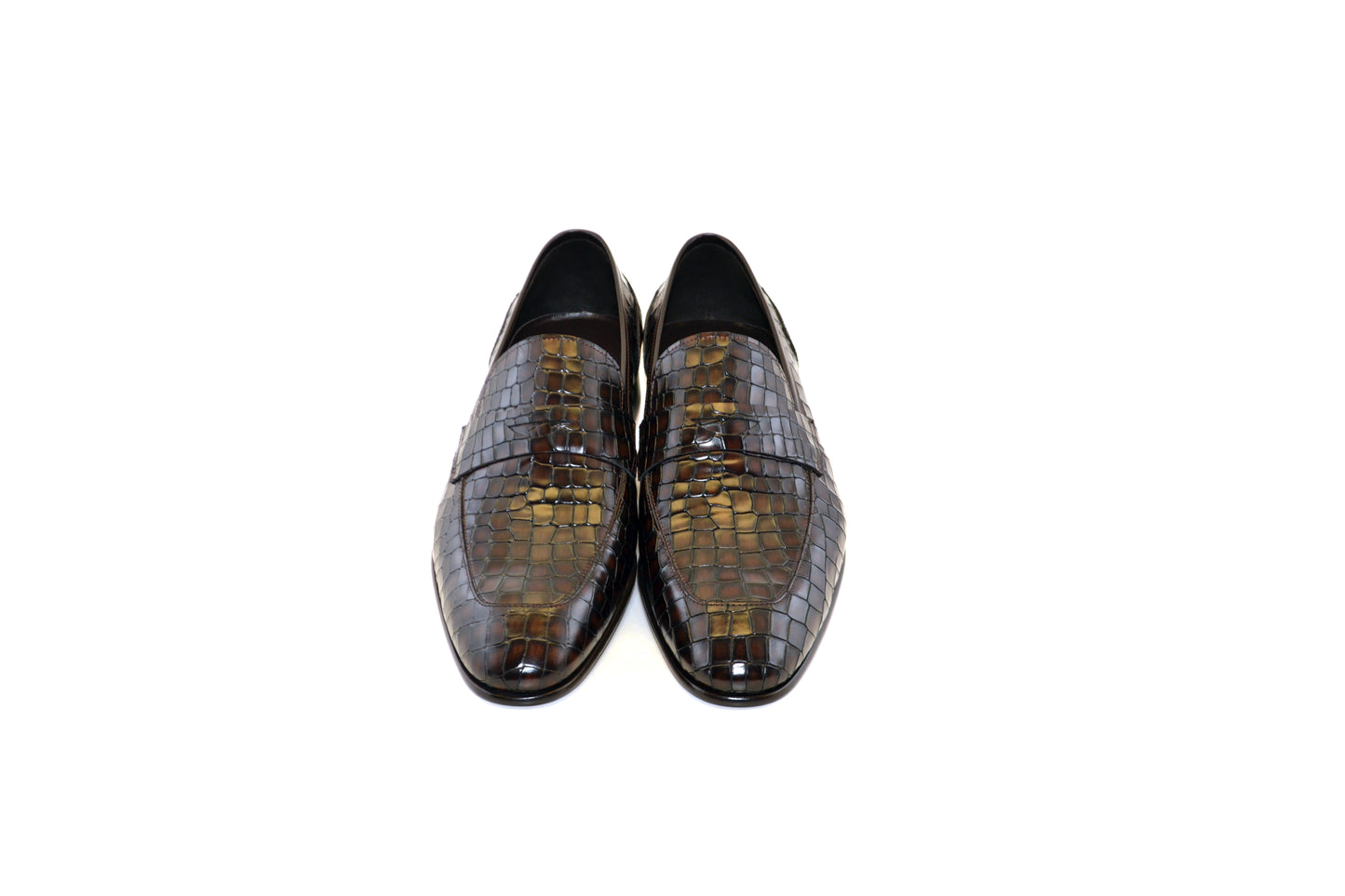 C01701-3470C Croco Leather loafer Mat Brown
