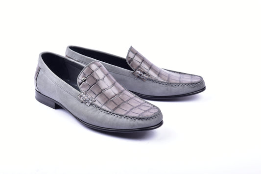C0014056-3898C Suede And Croco print vamp-Grey
