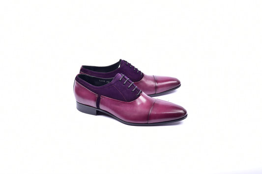 C0014042-5230 Plain toe lace up with suede vamp -Purple